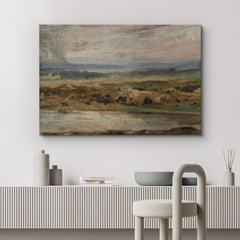 «Rustic Countryside Village River Nature Landscape Farmhouse Décor», impression sur toile grand cadre, Toile tendue