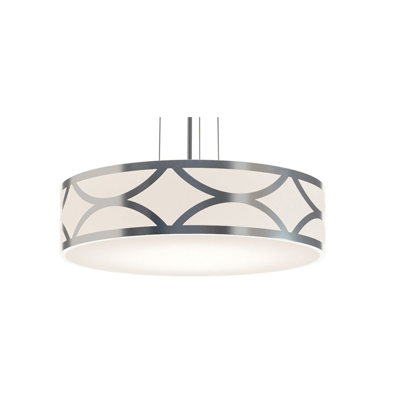 Luminaire suspendu tambour 1 lumière Bernville, H 6 po x l 24 po x P 24 po, Nickel peint