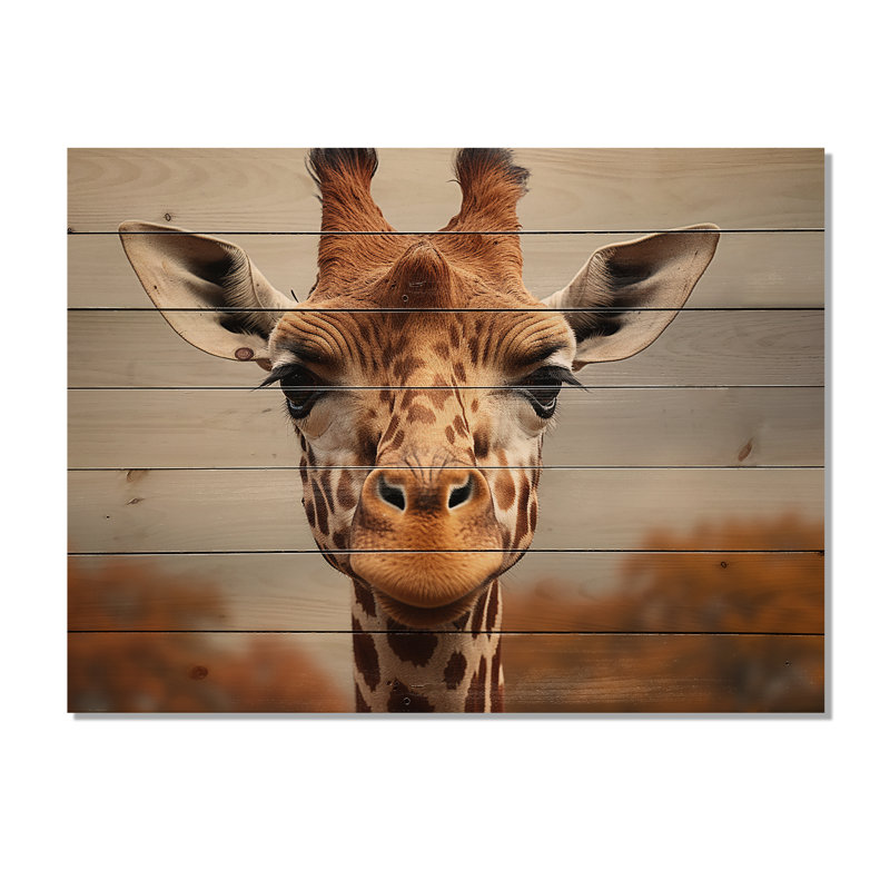 Girafe, art mural en bois, reproduction de portrait d'un animal sauvage, H 24 po x l 32 po x P 0,78 po