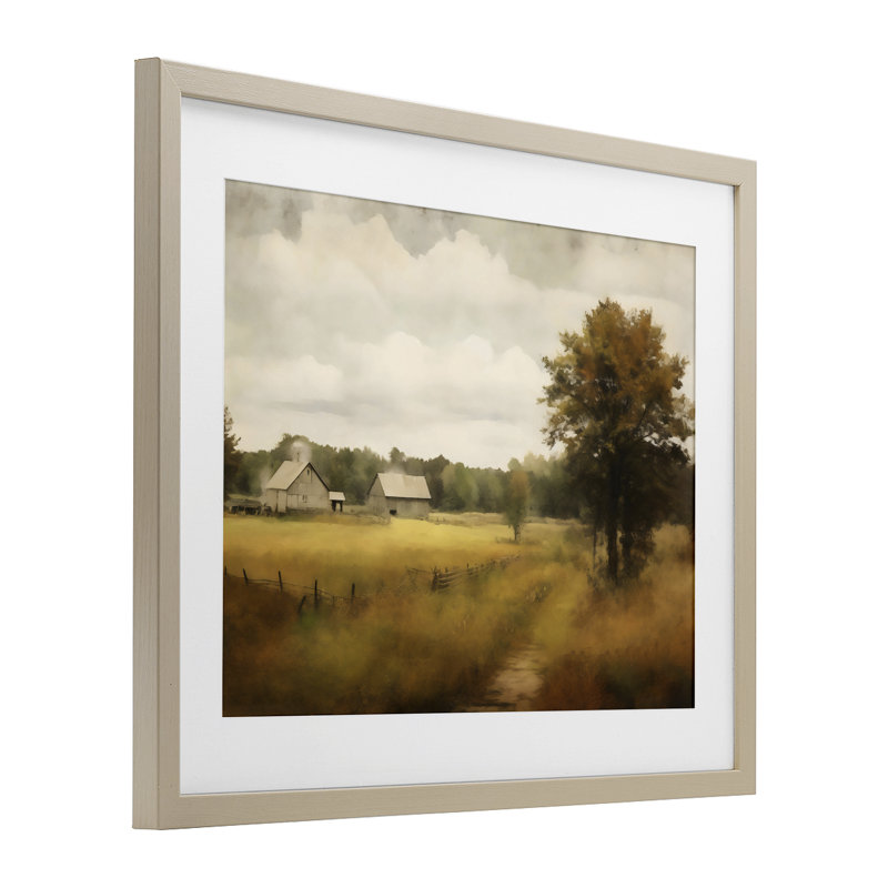 Reproduction sous verre encadrée Old Country, Cadre de récolte en pin, H 17 po x l 21 po