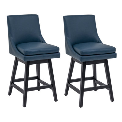 Ensemble de 2 tabourets de comptoir pivotants à hauteur libre de 26 po avec dossier haut pour îlot de cuisine et bar Lark Manor ™, ensemble de 2, similicuir