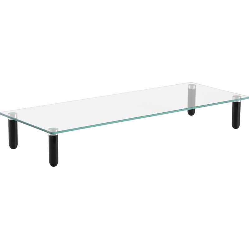 Clear Glass Monitor Stand with Black Legs