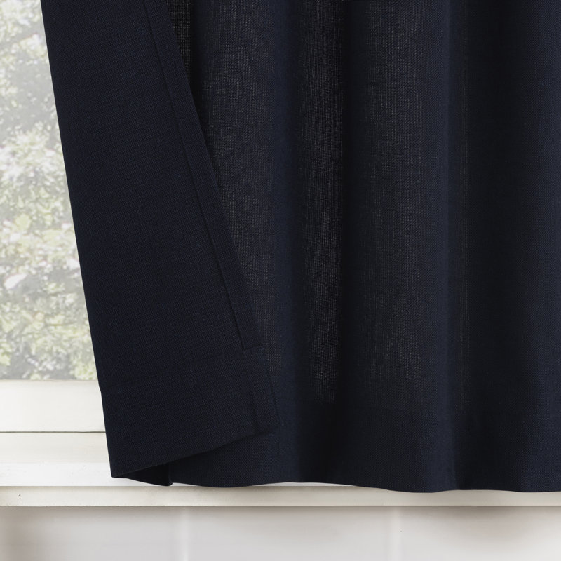 Zaybree Cotton Blend Button Tab Top Cafe Curtain, Blue