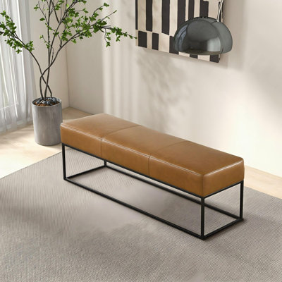 Banc en cuir brun clair Odessa