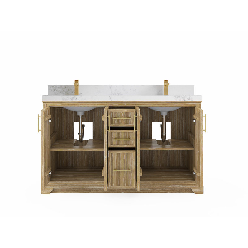 Ensemble de meuble-lavabo double 60 po Brecht, Calacatta Nuvo
