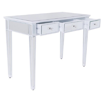 Sophie Premium Glass Vanity Table with Three Spacious Deeper Soft Close Drawers