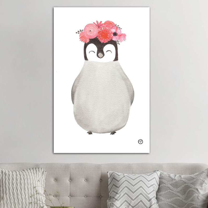 Art pingouin, Toile tendue, H 26 po x l 18 po x P 1,5 po