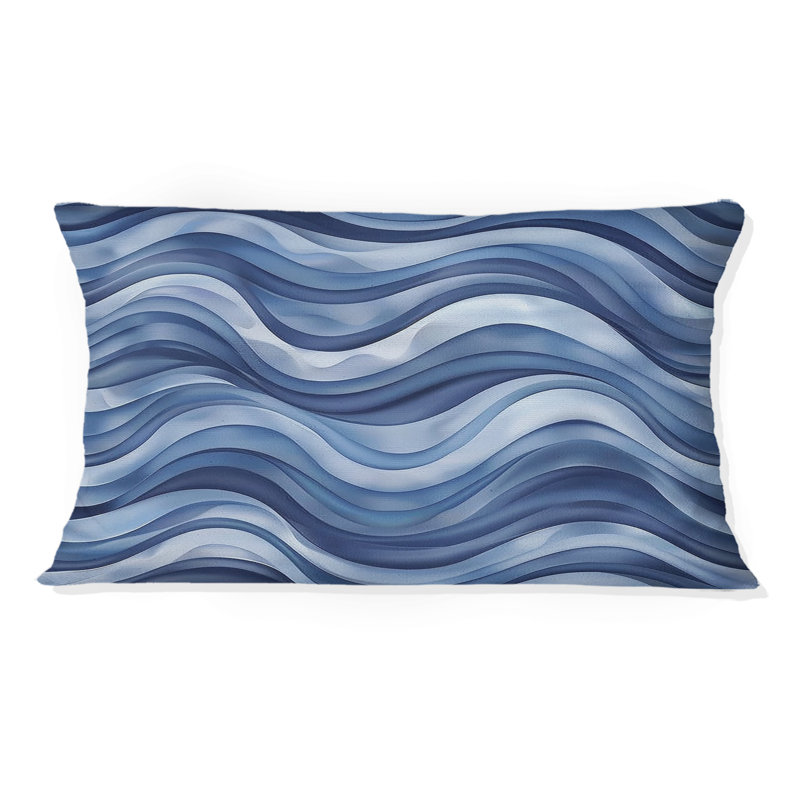 Blanc, bleu, Modern Waves I - Coussin lombaire moderne