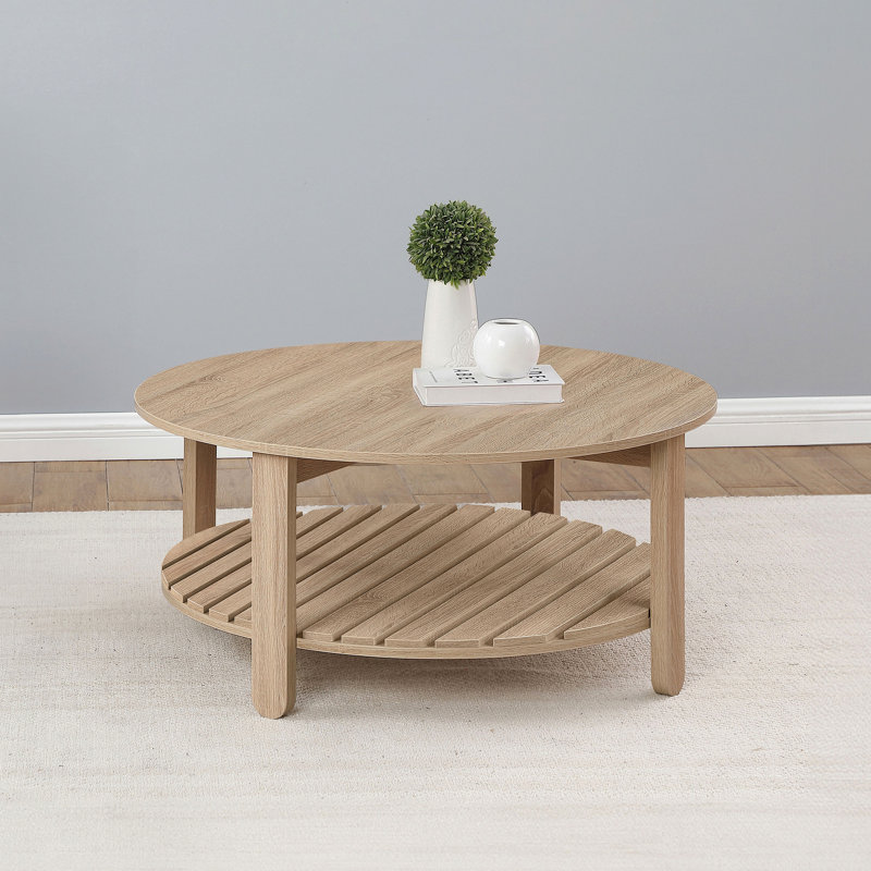 Table basse ronde à 1 tablette en bois d'ingénierie