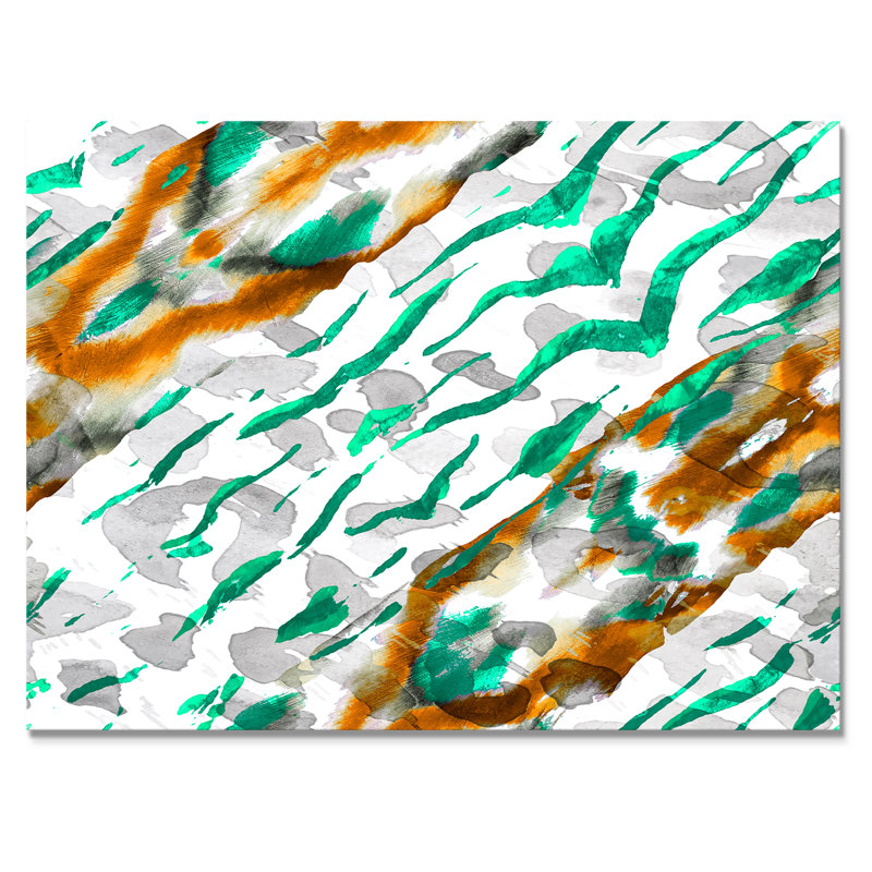 Vagues vertes et brunes - peinture sur toile, H 16 po x l 32 po x P 1 po, Toile tendue