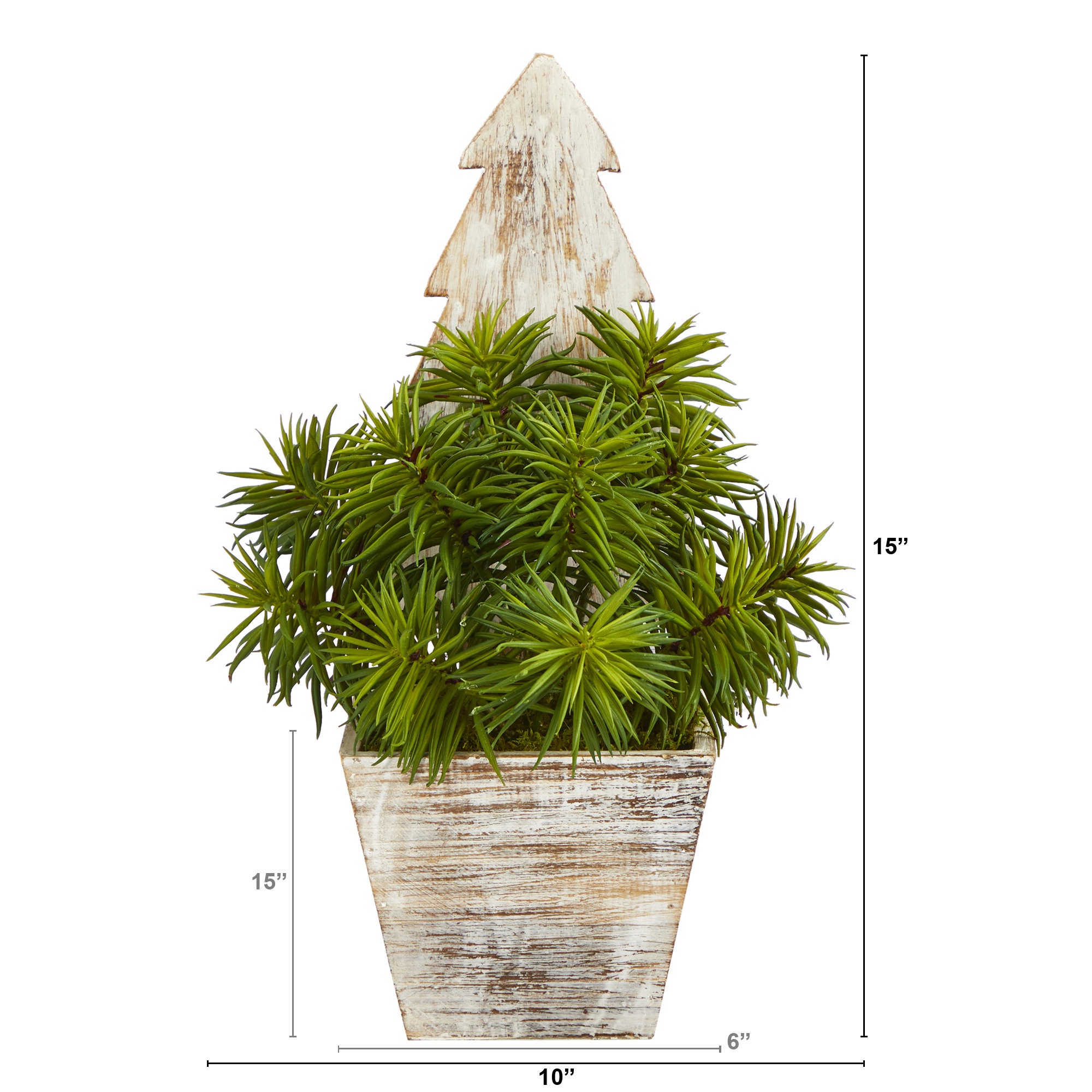 15'' Faux Succulent in Wood Planter