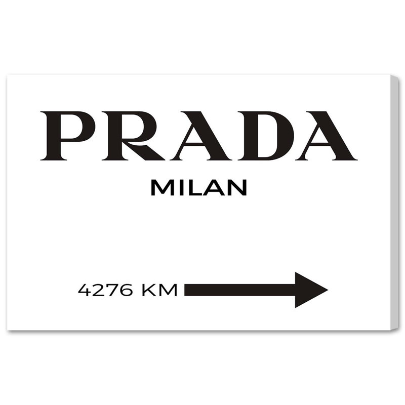 " Fashion And Glam Milan Minimalist Road Signs ", 24" H x 36" W x 1.5" D
