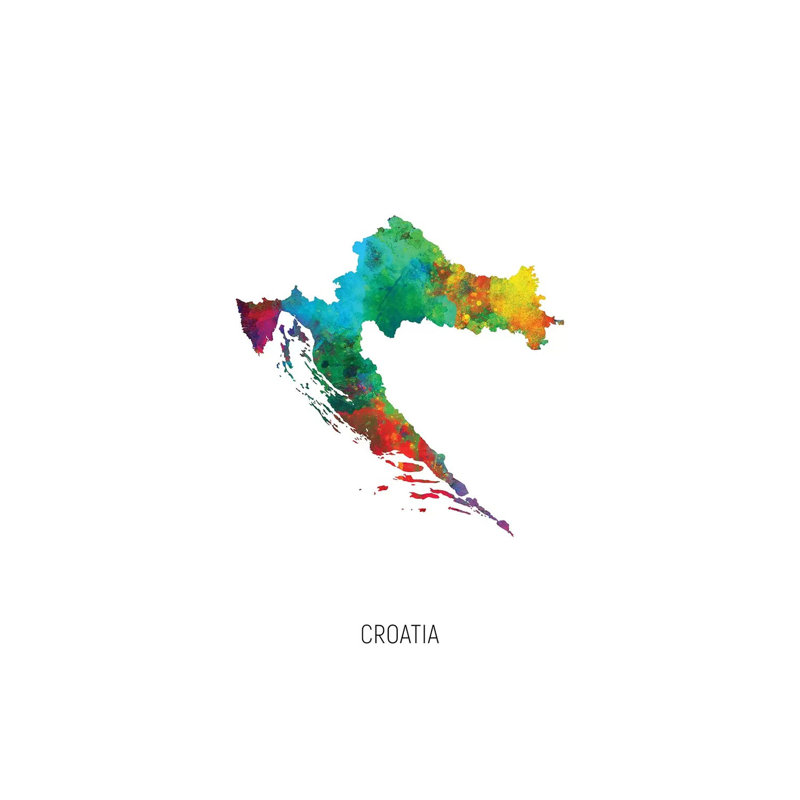 "Carte de la Croatie" par Michael Tompsett, impression sur toile tendue, H 18 po x l 12 po x 1,5 po