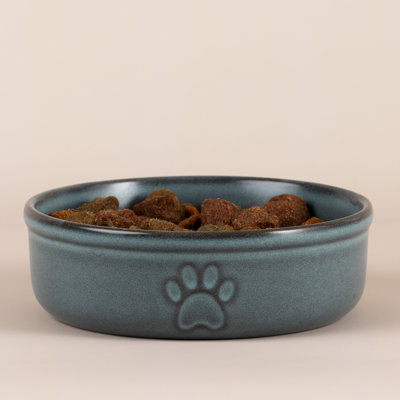 Mason Cash: Reactive Paw Pet Bowl - 5,9 po, 16,9 oz - glacis bleu, nourriture pour chien-eau, grès céramique, va au micro-ondes et au lave-vaisselle, alimentation-hydratation