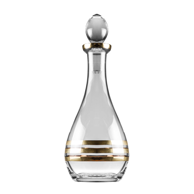 Glass - Wine Decanter - For Red - White - Wine - Carafe - Cut Crystal  Design - With Stopper 32.5 Oz. - Made In Europe - By Majestic Gifts Inc.