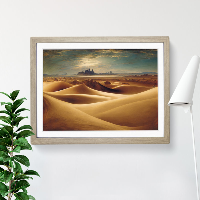 A Splendorous Desert - Single Picture Frame Print, 46cm H x 64cm W, Grey