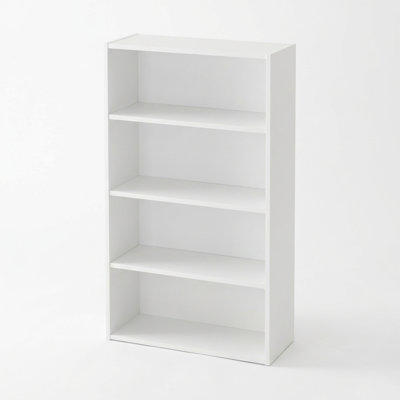 Bibliothèque à 4 niveaux, tablette de rangement ajustable, tablettes ouvertes, nuage blanc