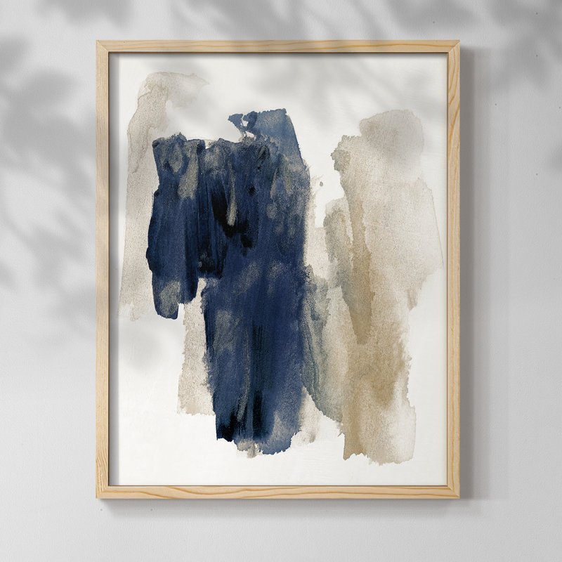Reproduction encadrée bleu marine - bois massif, Naturel, H 21 po x l 17 po