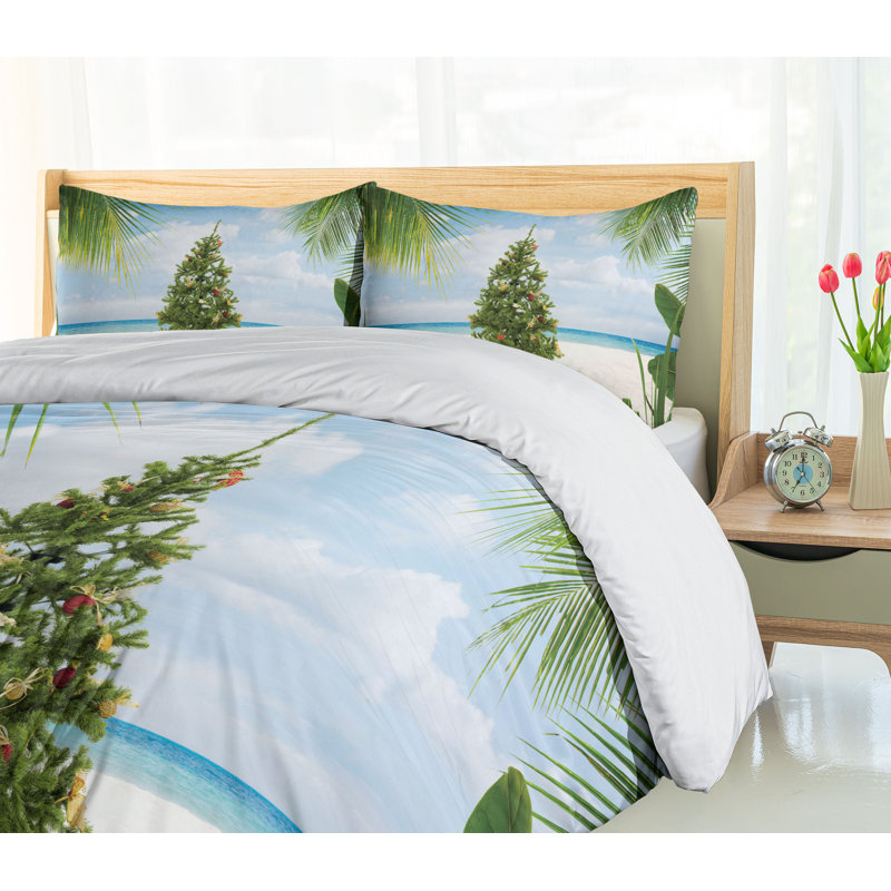 Christmas Coastal Polyester Floral Duvet Cover, Twin