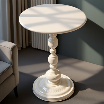 21" Round Metal Vintage End Table by Corrigan Studio
