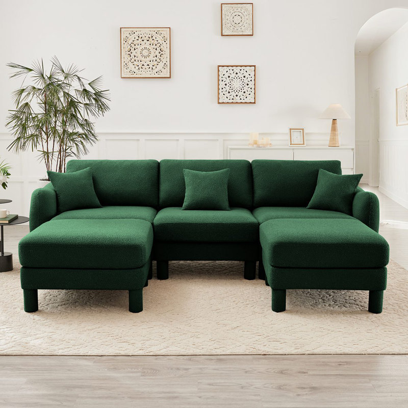 Canapé modulaire en U à 3 places Boucle Fabric, Vert