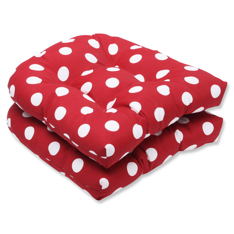 Renel Outdoor 5'' Dining Chair Chair Pad, Red / White Polka Dot