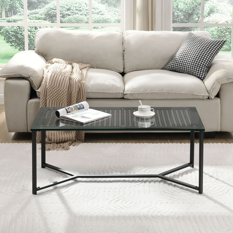 100cm Glass Top Console Table, Black