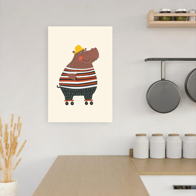 Happy Skating Hippo Wall Art Print