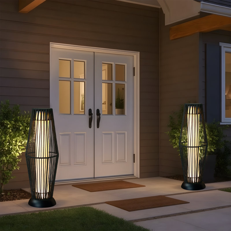 JHY DESIGN Outdoor Floor Solar Light 2-Pack, Black