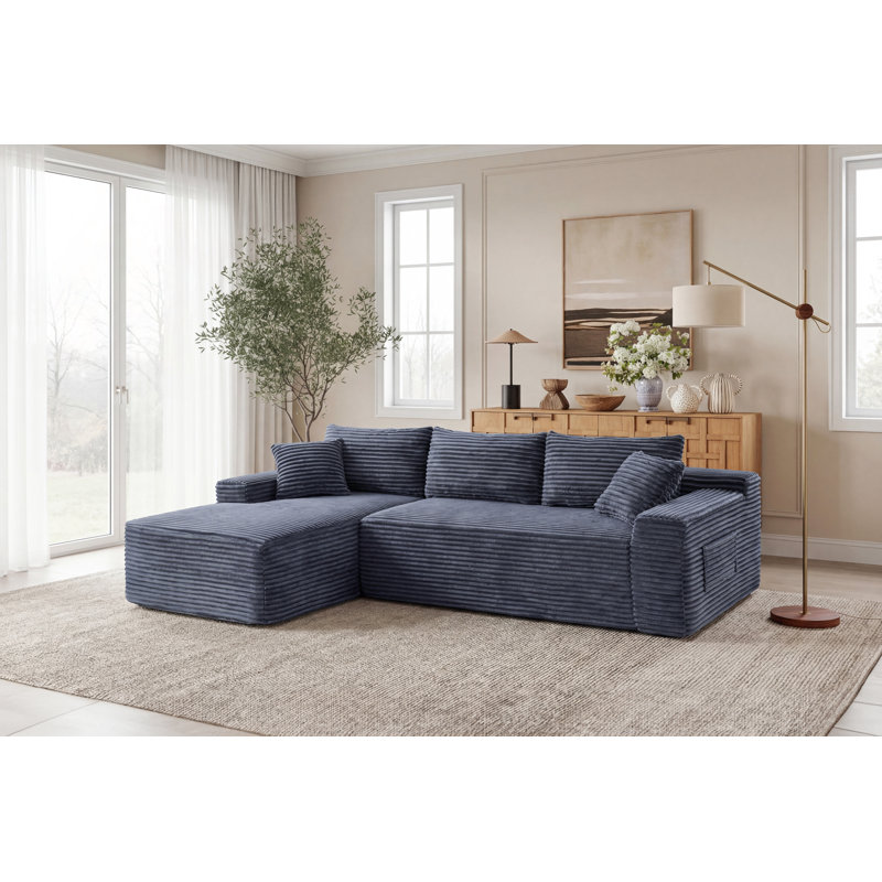Canapé modulaire 94,5 pouces Cloud, Gris, H 28 po x l 89,8 po x P 75,2 po, Face à la gauche