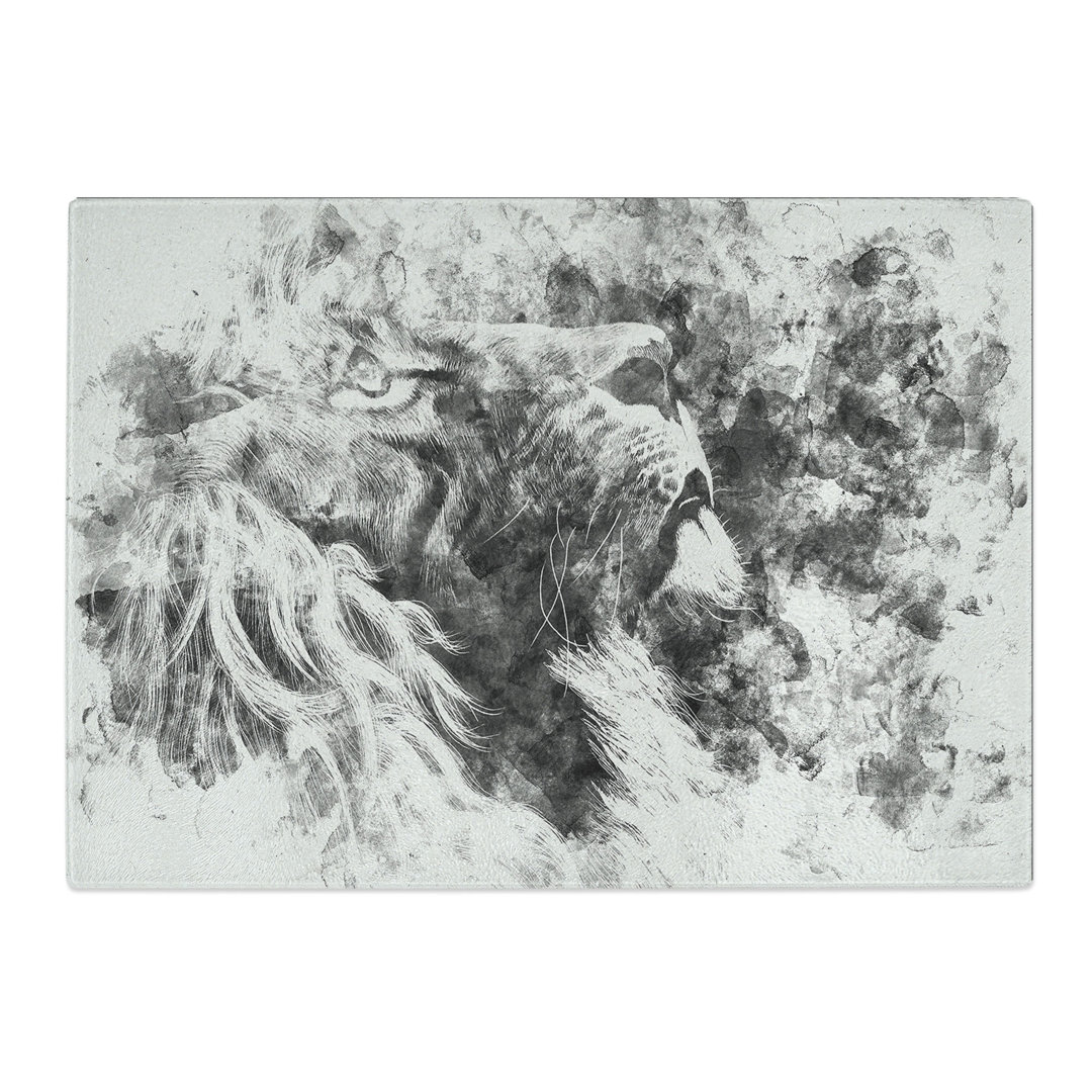 Tempered Glass Majestic Lion Illustration Chopping Board
