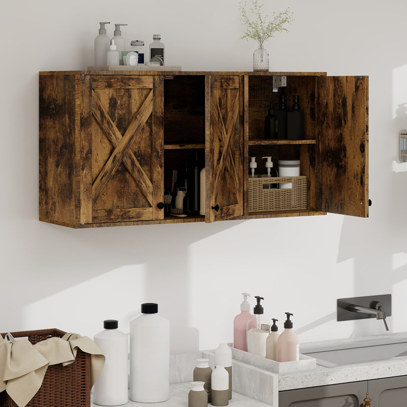 Armoire de rangement murale 19 po avec tablettes H, Brun, 36"