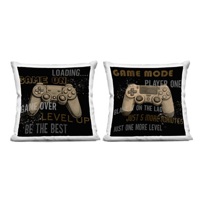 Fun Gamer Quotes Design by Kim Allen Throw Pillow (Set of 2)