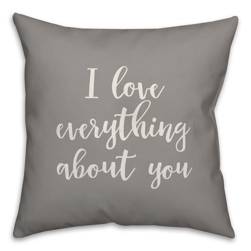  Coussin I Love Everything About You, Gris, Coussin et housse de coussin