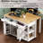 47.2" Kitchen Island With 13.8" Back Extendable Table, Rubber Wood Veneer, Internal Storage, Power Provision Supply-1510309488