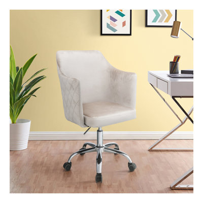 Chaise de bureau pivotante champagne et chrome