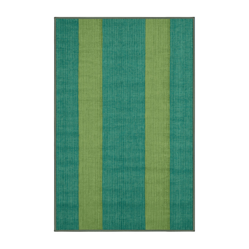 Machine Washable Checkered Green Area Rug, Rectangle 2' x 3'