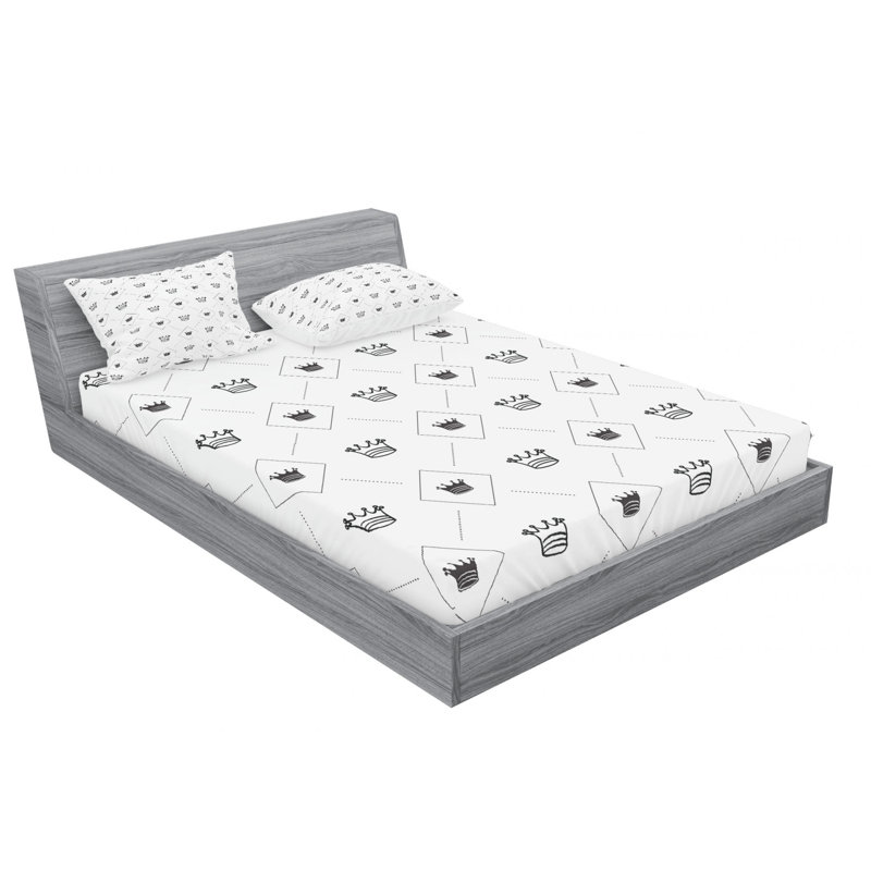 Ensemble de draps Sifey Sealife, Ensemble de drap pour grand lit avec drap-housse, Motif de couronnes géométriques modernes
