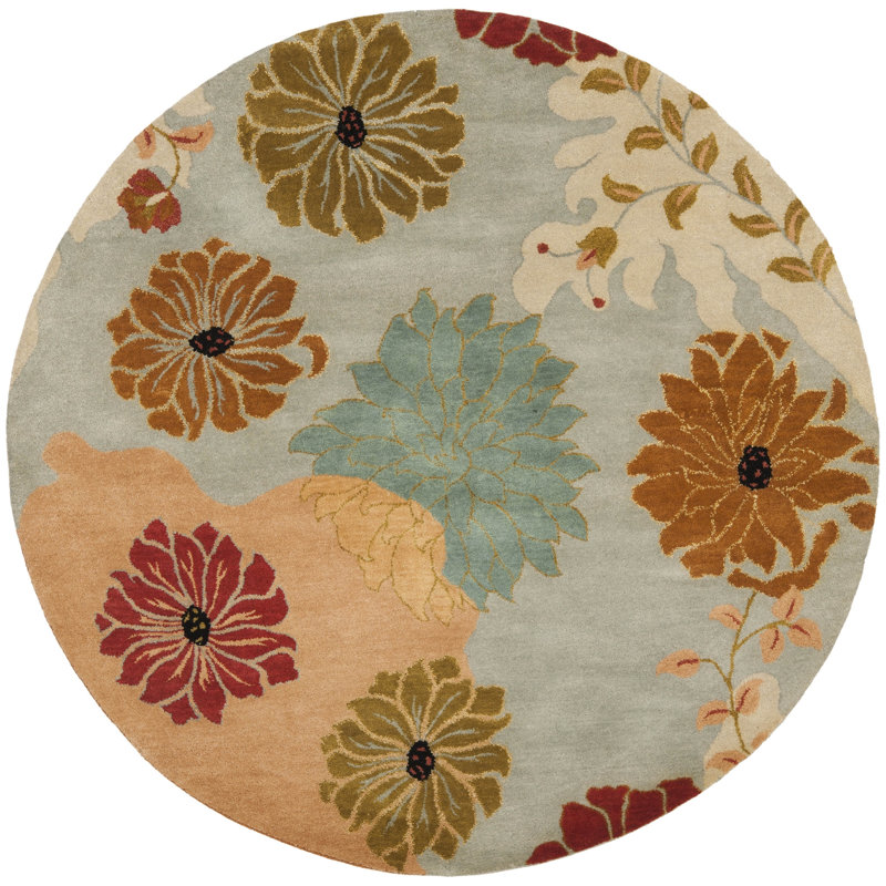 Jakahri Hand Tufted Wool Floral Rug, Round 6'