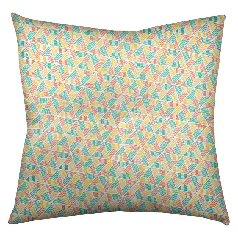 Oreiller de sol Katelyn Elizabeth Trapezoids, 30 po x 30 po, Vert / jaune / orange