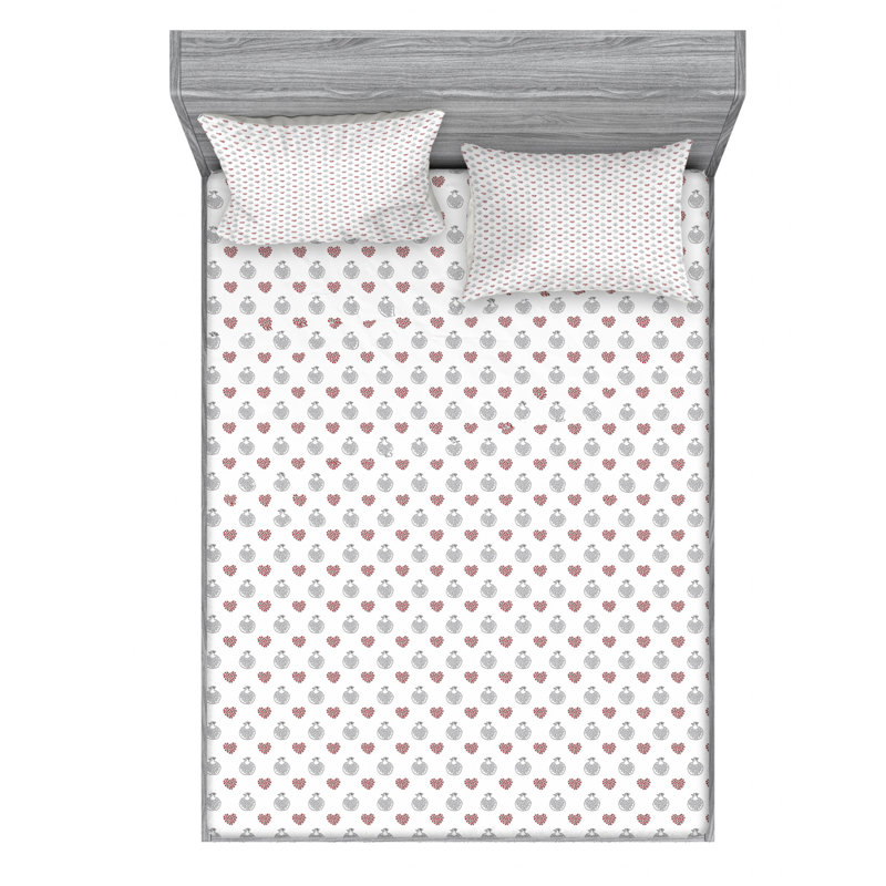 Ensemble de draps Hearts, Ensemble de drap pour grand lit avec drap-housse