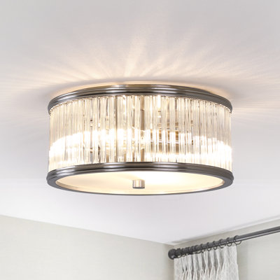 12" 2-Light Dimmable Crystal Flush Mount Lighting