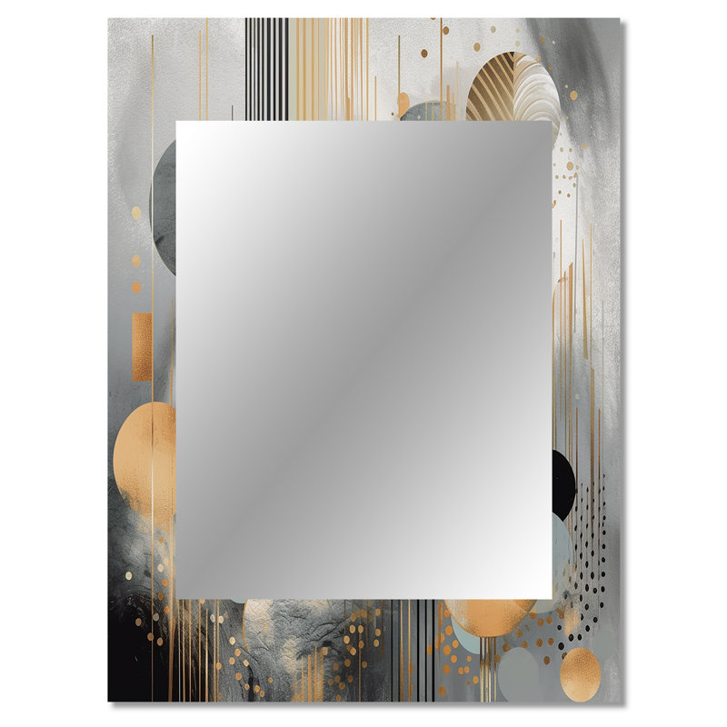 Abstract Shapes And Lines II - Marble Large Wall Mirror, Modern Decorative Mirror, Printed Metal Art, 40" x 30"
