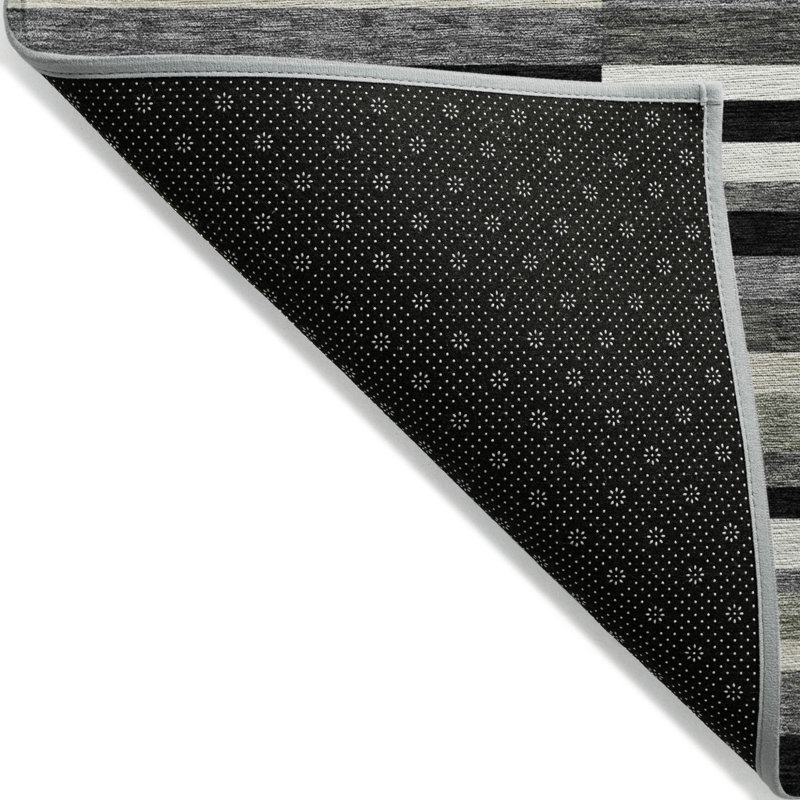 Tapis extérieur lavable rayé gris anthracite et gris 8 pi x 10 pi