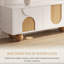 Meuble télé 78 pouces blanc crème moderne avec pieds sphériques en bois, console média Boho avec armoires de rangement, portes décoratives en bois, centre de divertissement pour le salon-1941309687-1941309686
