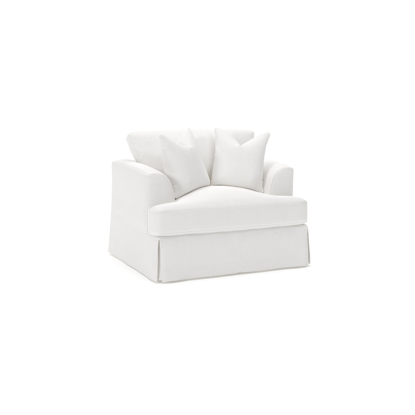 Lucia Slipcovered Armchair, Drusky Moonglow Sustain® Basketweave