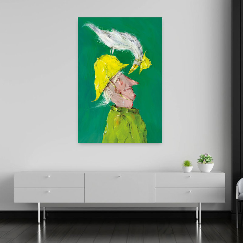 Art mural fantaisiste avec oiseau, 60" H x 40" W
