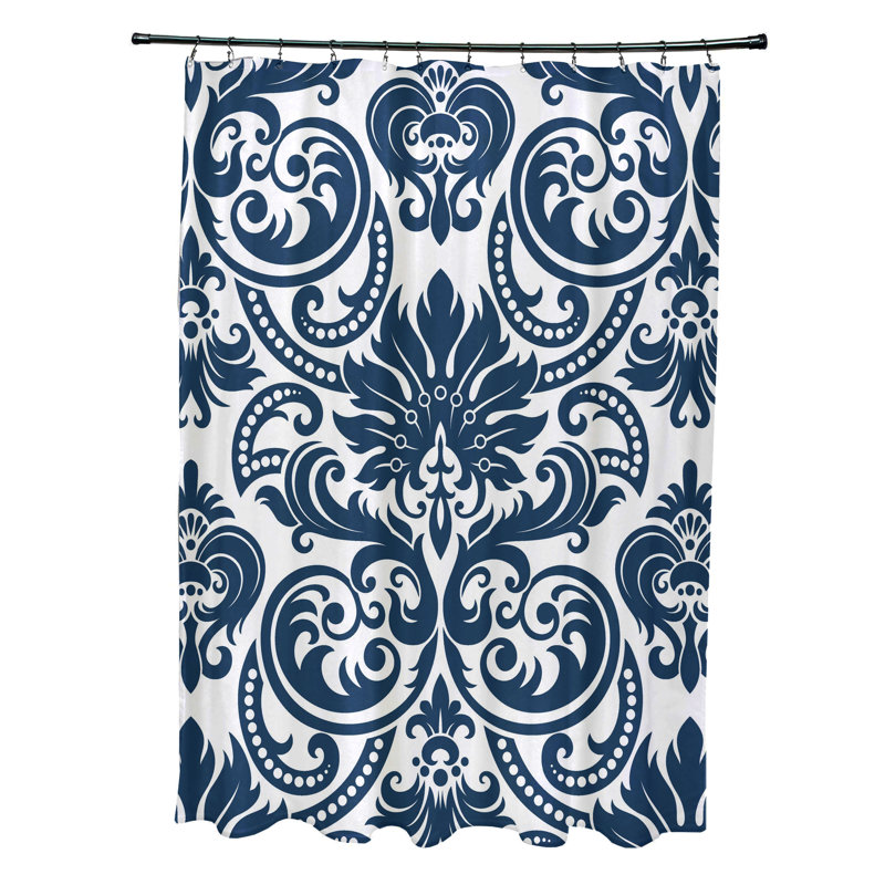 Rushford Damask Shower Curtain, Blue
