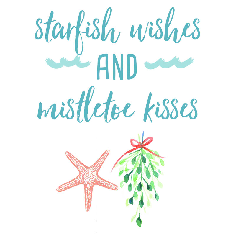 «Starfish Wishes Mistletoe Kisses», impression sur toile tendue, H 16 po x l 12 po