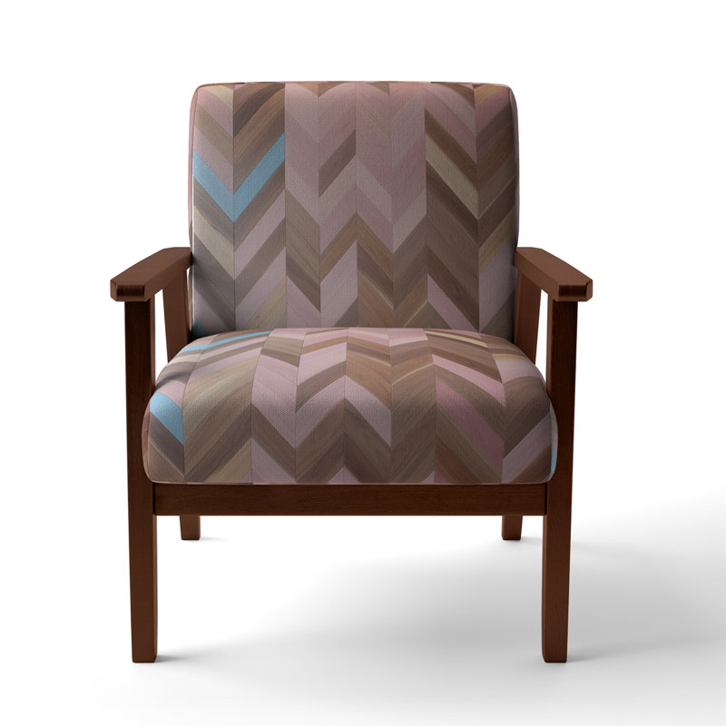 Cantina 23'' Wide Armchair, Pink/Brown Polyester, Brown Square Arms